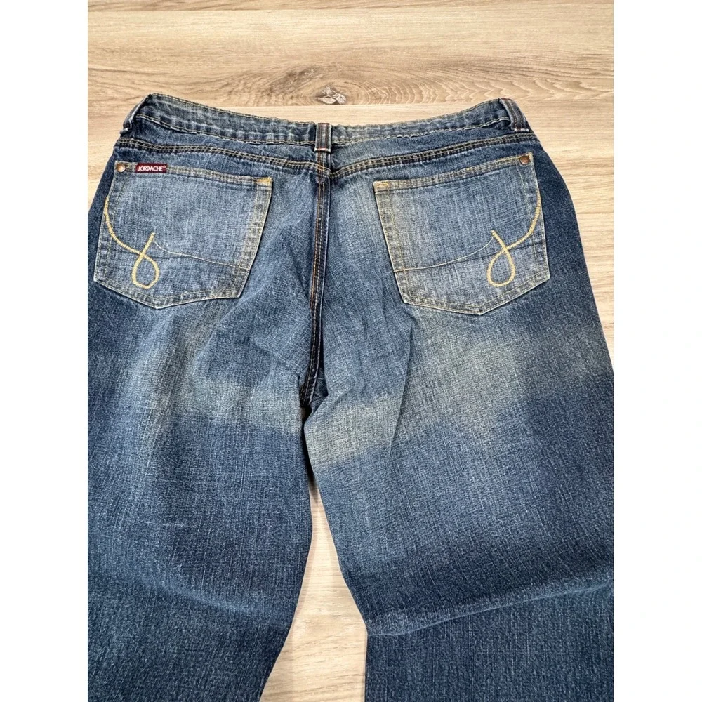 Vintage Jordache Lo-Rise Flare Jeans Women 15/16 Blue Dark‎ Wash Button Fly